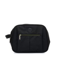 Beauty case nero con logo e taschino esterno