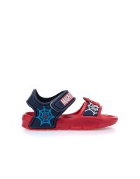 Sandali rossi e blu in gomma da mare con velcro e stampa cartoon