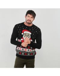 Maglione nero con babbo natale