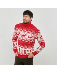 Maglione rosso dolcevita stampa natale