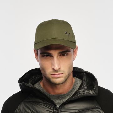 Cappellino verde con logo e visiera
