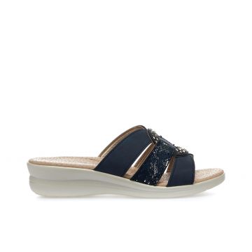 Ciabatte comfort blu con zeppina