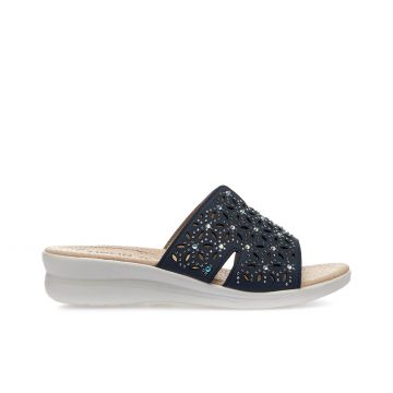 Ciabatte casual blu con strass