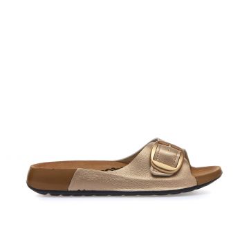 Ciabatte casual oro da donna con fibbia