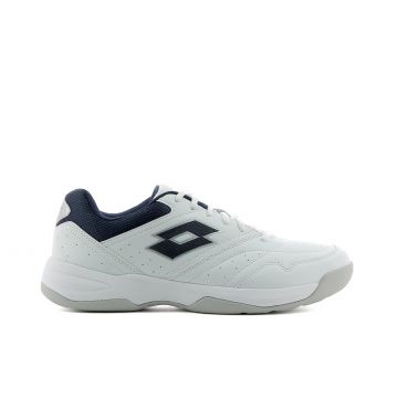 Sneakers uomo blu e bianche in pelle modello tennis