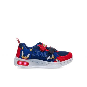 Sneakers blu da bambino stampa cartoon con velcro e luci