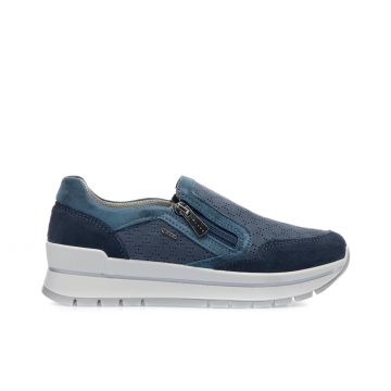 Sneakers slip on blu con zip
