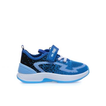 Sneakers blu in tessuto con strappo