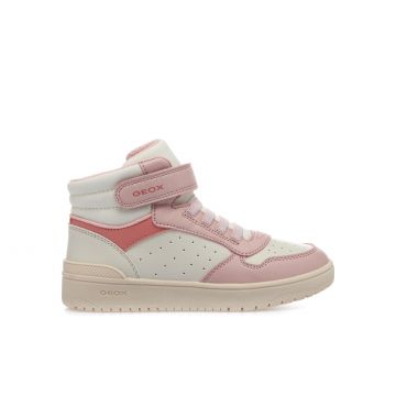 Sneakers alte bianche in pelle con strappo con logo