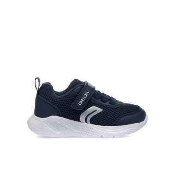 Sneakers bimbo blu con strappo e lacci elastici