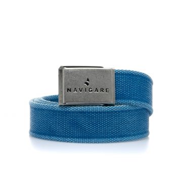 Cintura uomo azzurra in tessuto