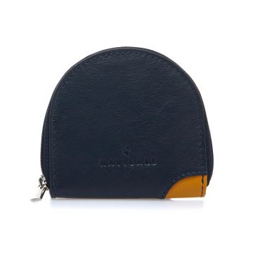 Portamonete blu con dettagli colorati