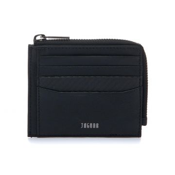 Portafoglio nero da uomo con tasca con zip