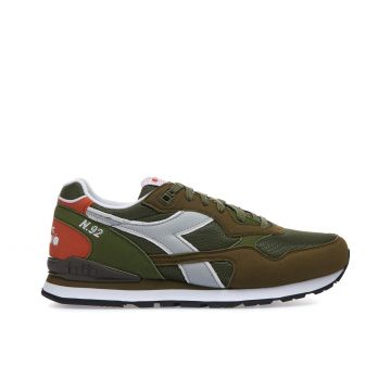 Sneakers uomo verdi e marroni da palestra N.92 in tessuto