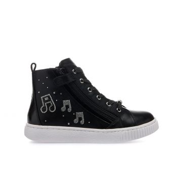 Sneakers alte nere con zip e micro strass da bimba