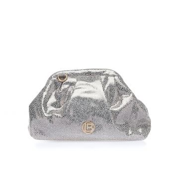 Pochette argento morbida con tracollina