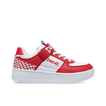 Sneakers basket da bambino bianche e rosse Valencia 3