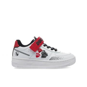 Sneakers basket bianche da bambino bargellino 2 con velcro e disegni