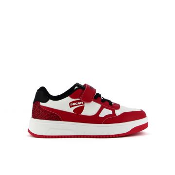Sneakers basket da bambino bianche e rosse Valencia 3