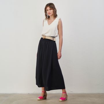 Gonna lunga blu da donna con cintura