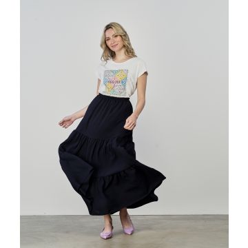 Gonna lunga blu con elastico da donna
