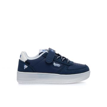 Sneakers da bambino blu con lacci e velcro