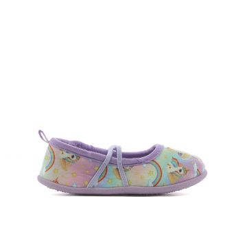 Pantofole viola asilo con unicorni