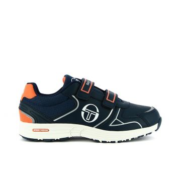 Sneakers bambino blu da palestra con doppio velcro e logo