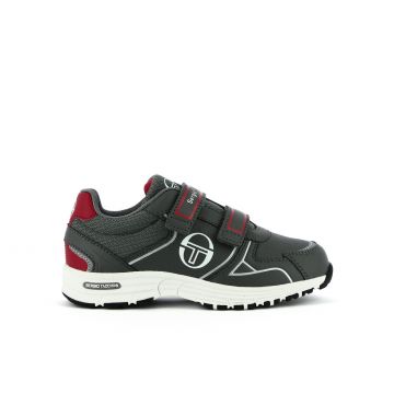 Sneakers bambino grigie da palestra con doppio velcro e logo