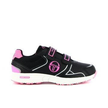 Sneakers bimba nere da palestra con doppio velcro e logo