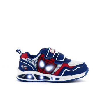 Sneakers blu stampa cartoon con strappi e luci