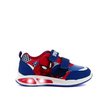 Sneakers blu stampa cartoon con doppio velcro e luci
