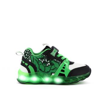 Sneakers verdi da bimbo stampa cartoon con luci e velcro