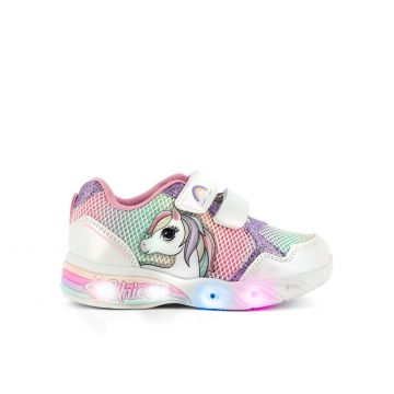 Sneakers rosa stampa cartoon con luci e doppio velcro