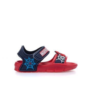 Sandali rossi e blu in gomma da mare con velcro e stampa cartoon