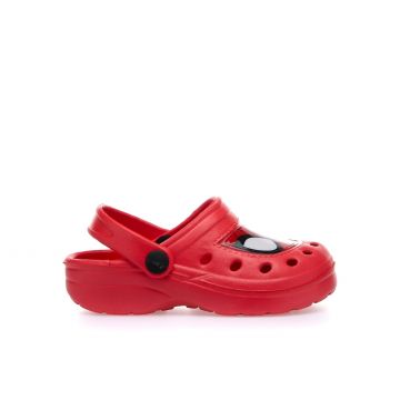 Ciabatte bimbo rosse in gomma da mare modello crocs con stampa cartoon