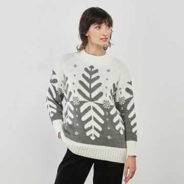 maglione bianco e grigio natale