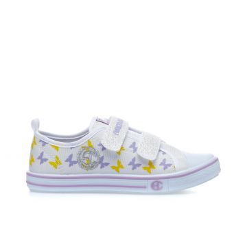 Sneakers bianche con farfalle e velcro