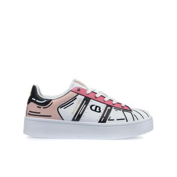 Sneakers bianche e rosa con logo