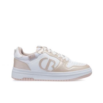 Sneakers rosa e bianche con logo