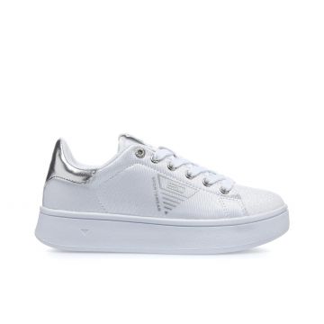 Sneakers bianche con dettaglio argento