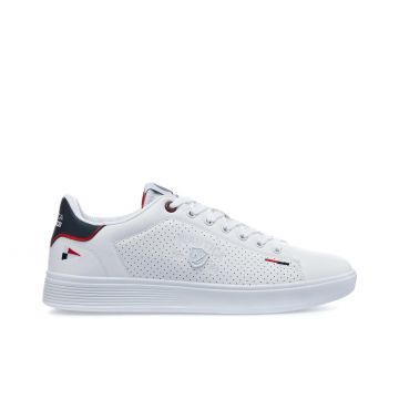Sneakers bianche da uomo con stemma laterale