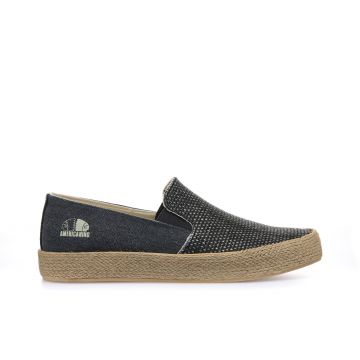 Slip-on blu in tessuto con bordo in corda