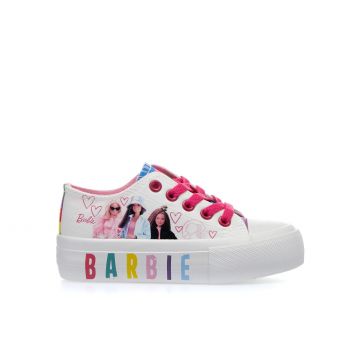 Sneakers bianche basse cartoon Barbie