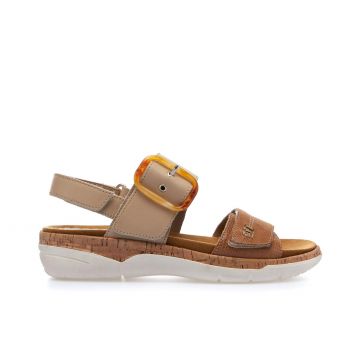 Sandali comfort gialli in pelle con maxi fibbia