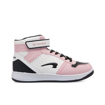 Sneakers basket bianche e rosa da ragazza con logo