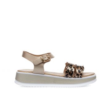 Sandali oro con platform e dettaglio maculato