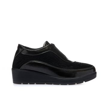 Sneakers comfort slip-on nere con strass