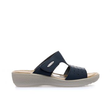 Ciabatte comfort blu con zeppina e velcro