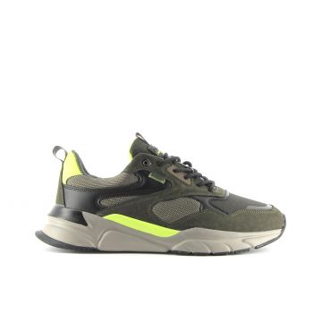 Sneakers uomo da palestra verdi con maxi suola